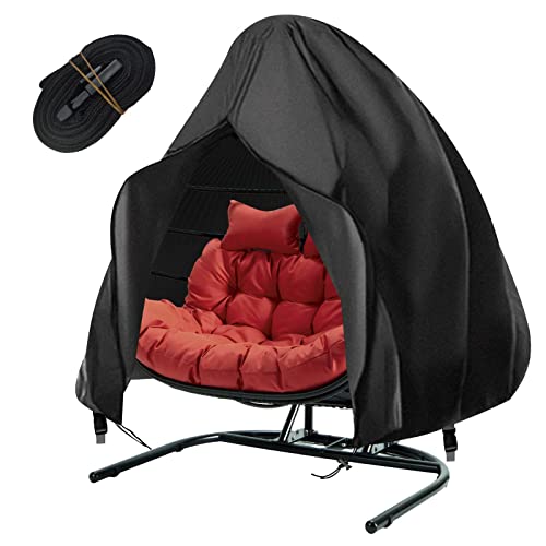 Double Egg Chair Cover Waterproof Hanging Egg Chair Covers Veranda Garden Cocoon Egg Chair Protective Cover Outdoor Rattan Wicker Swing Chair Cov
