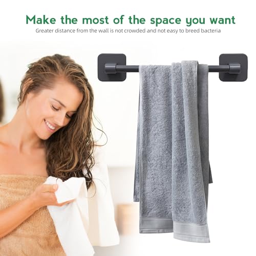 Self Adhesive Towel Rail - No Drilling Towel Holder for Bathroom & Kitchen - Easy Installation Bathroom Accessories Kit,Towel Bar Grey 40 cm