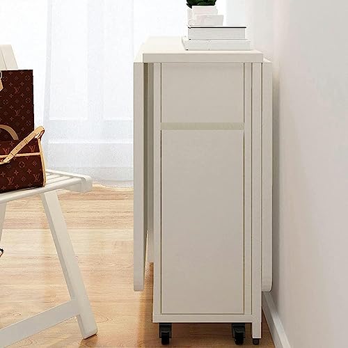 Extendable Folding Dining Table Set, Multifunctional Mobile Kitchen Table with 1 Storage Drawer and 6 Chairs, Space Saving Drop Leaf Dining Table