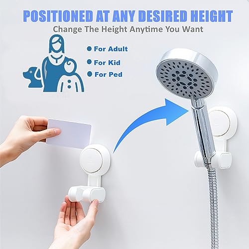 NewFree Suction Cup Shower Holder Removable Handheld Shower Head Holder White Large Adjustable Shower Head Holder No Drilling Waterproof & Height