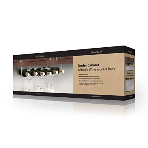 Final Touch Under Cabinet Wine Rack - 6 Bottle Wine Rack with Glass Rack