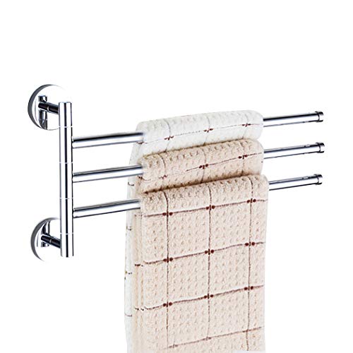 PHOEWON Swivel Towel Rail Chrome Stainless Steel Bath Rack Wall Mounted Towel Rack Holder with 4 Swivel Bars, Swing Towel Holder for Kitchen, Bat