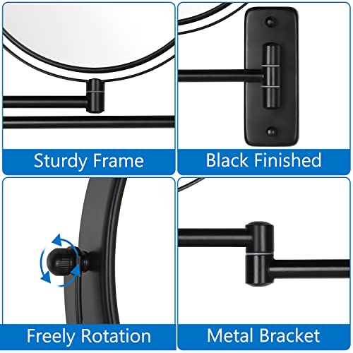 DECLUTTR 9" Wall Mounted Makeup Mirror, 1X/10X Magnifying Mirror Double-Sided, Large Size 360° Swivel Makeup Mirror with Magnification, Extendabl