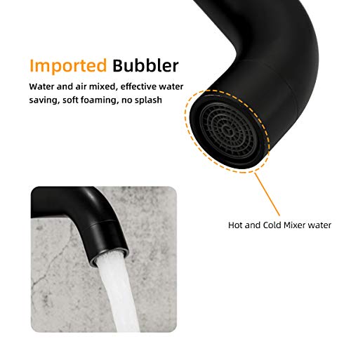 GAPPO Monobloc Basin Mixer Tap with Lead Free Stainless Steel Single Lever Bathroom Sink Taps, Matte Black