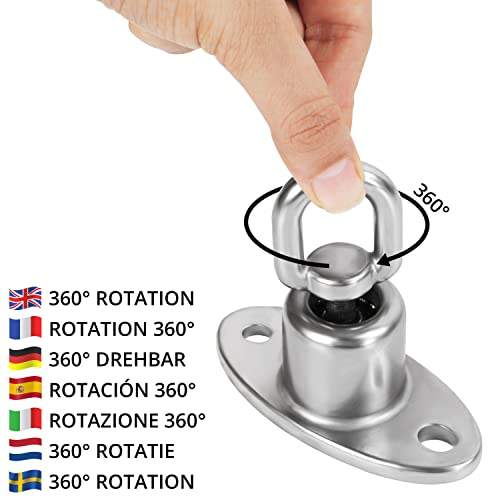 BELLE VOUS Heavy-Duty Silent Ball Bearing Swing Hanger - Stainless Steel 360 Degree Rotating Swivel Hook with Screws - 540kg/1190lbs Capacity for
