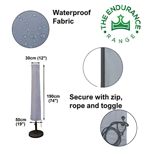 Kingsbridge Parasol Cover Waterproof 600D Heavy Duty Rip Proof Fabric Anti UV HxW 190x30/50cm Outdoor Patio Umbrella Cover Fits 2.7m 3m 9ft-11f P