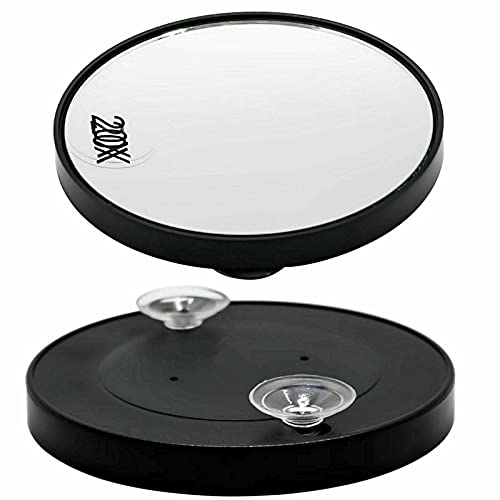 RMTL 20x Magnifying Mirror With Suction Pads| Small Compact Magnification Mirror Eye Makeup | Professional Pocket Vanity Eyebrow Tweezing