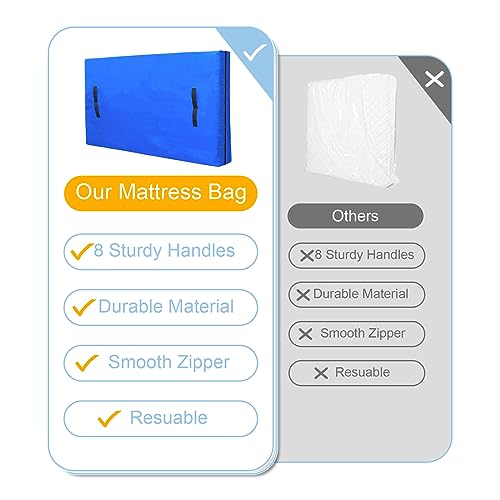 Mattress Cover for Moving and Storage King Size Mattress Bags with 8 Sturdy Handles Reusable Waterproof Mattress Protector Tarp Durable Mattress