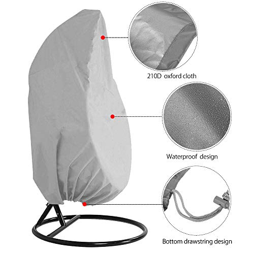 Patio Hanging Chair Cover 210D Oxford Fabric Heavy Duty Waterproof Veranda Patio Cocoon Egg Chair Garden Furniture Protective Cover with Elastic