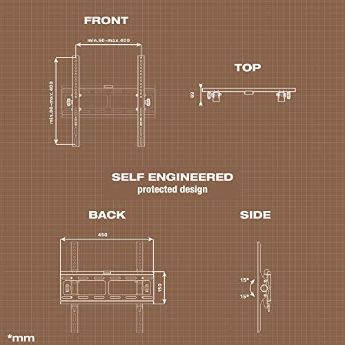 RICOO TV Wall Bracket Mount tilt and flat approx 32-65 Inch LED LCD OLED Screens R09 Universal for VESA 200x200-400x400 Black