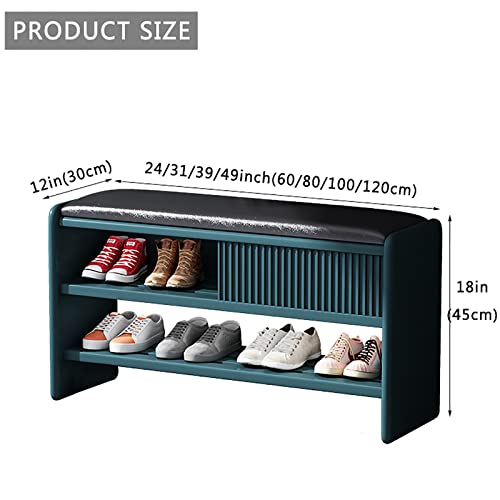 Modern Shoe Storage Bench,Wooden Entryway Bench with Leather Cushion,Upholstered Shoe Bench Shoe Cabinet Hallway Shoe Organizer Furniture-Brown-W