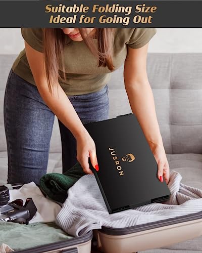 JUSRON 3 Way Mirror for Hair Cutting, 360° Mirror with Adjustable Hooks for Door, Portable Trifold Barber Mirror for Makeup, Cut, Trim and Shave