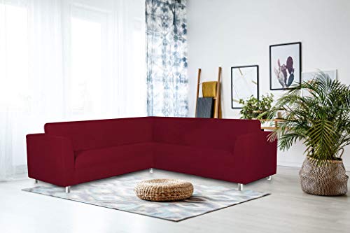 Italian Bed Linen Dahlia Corner Sofa Cover, 92% polyester + 8% elastometer, Brown