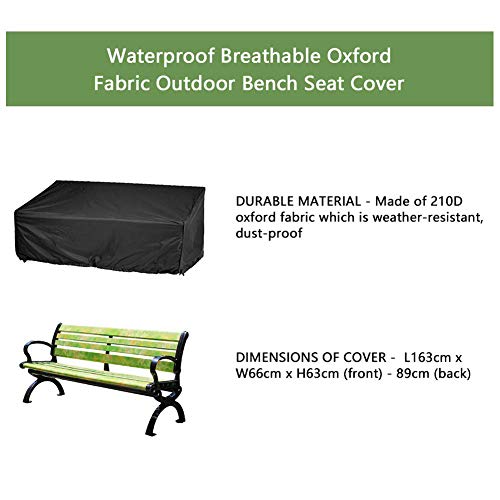 Kisbeibi 3 Seat Garden Bench Cover Love Seat Cover, Waterproof, Windproof, Anti-UV, Outdoor Patio Bench Seat Cover, Long Chair Cover, Seat Waterp