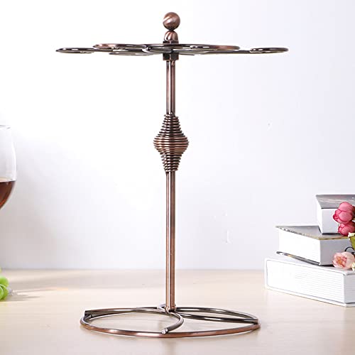 Endndsca Countertop Wine Glass Holder, Red Wine Glass Stemware Racks, Elegant Freestanding Tabletop Stemware Storage Rack with 6 Hooks Kitchen Gl