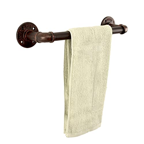 LINKPIPES Pipe Towel Bar Wall Mounted Industrial Towel Rack Holder Rustic Heavy Duty Bathroom Hardware(24 inch,Black Gray)