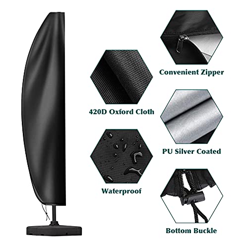 Erato Paraso Cover, Parasol Protector Cover, Garden Umbrella Cover 420D Oxford Waterproof UV Resistant Parasol Cover with Zipper Fit for Mostly C