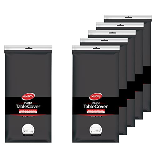 Neatiffy 6 Pack Plastic Table Cloth Picnic/Party/Banquet, Disposable/Reusable Table Cover (White Golden Dot)