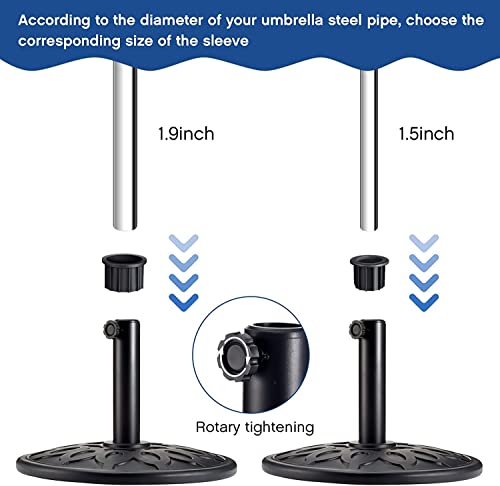 HOUSON Parasol Reducer Rings, Parasol Stand Adapter Replacement Parts with 40mm Threaded Screw for Parasol Ground Sockets