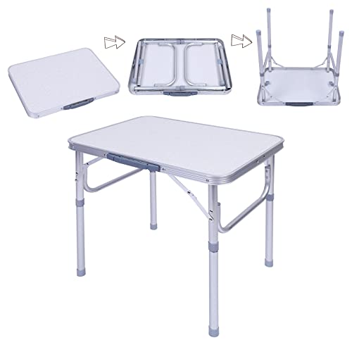 ROSEBEAR Folding Camping Table, Aluminium Portable Foldable Picnic Tables for Outdoor Indoor Kitchen Garden, 60x45Cm, Adjustable Height