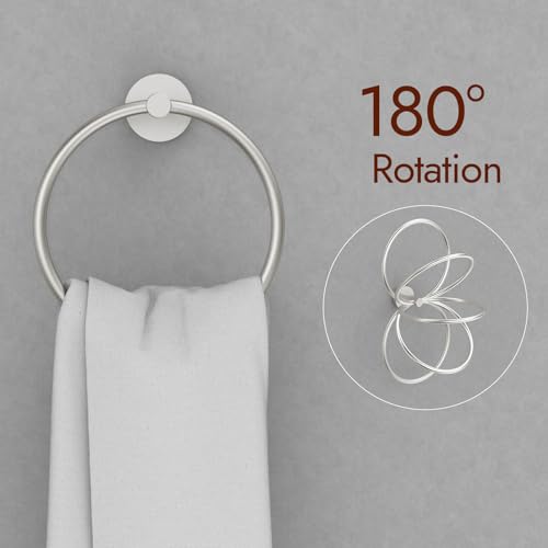 Rocollos Bathroom Ring Towel Holder, Modern Bath Hand Towel Ring, Kitchen Hangers Wall Brushed Nickel Heavy Stainless Steel Ring Towel Holder