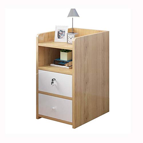 LUKEO Nordic Creative Solid Wood Bedside Table, Household Bedside Table Bedroom Storage Furniture