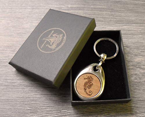 Seahorse Design Wooden Keyring with Gift Box