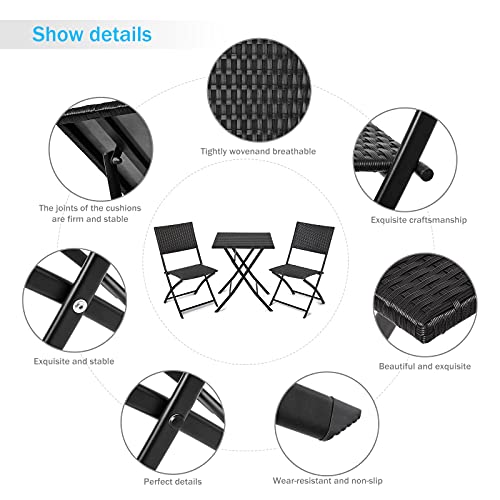 IWMH Garden Furniture Sets, Garden Folding Table and Chairs, Folding Outdoor Furniture Set for Garden, 3 Pieces Outdoor Dining for Patio, Backyar