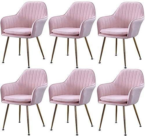 Modern Kitchen Dining Room Chairs Kitchen Dining Chair Set Of 6,with Metal Legs Velvet Seat and Backrests Kitchen Living Room Arm Sofa Chair (Col