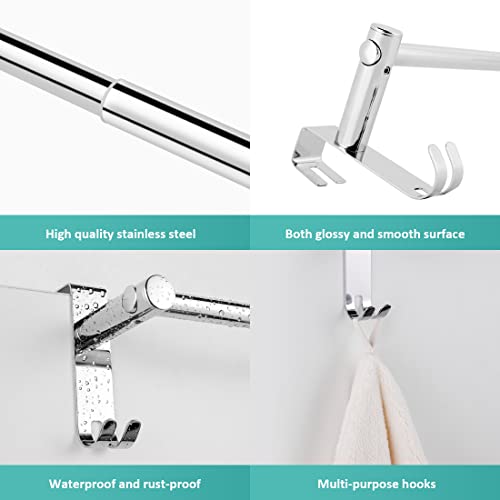 EMKE Retractable Towel Rail, Bathroom Over the Door Hanging Towel Rack with Hooks, Stainless Steel Sink Towel Holder with Adjustable Length, Radi