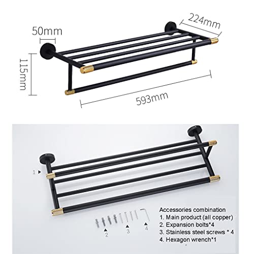 HIGOH Towel Racks,Bathroom Towel Rack Wall Mounted Towel Holder,All Copper Bath Towel Rack,Bathroom Towel Holder,Hardware Light Bathroom Shelf