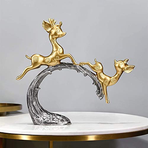 HUANGXING - Modern Creative Couple Deer Craft Decoration Home Living Room Room Wine Cabinet Entrance Deer Statue Home Office Decor Animal Wedding