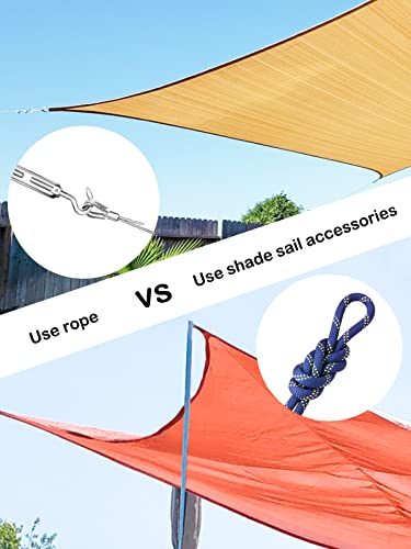 FSHIHINE Sun Shade Sail Fixing Kit with 3mm Wire Rope Cable 20m, 304 Stainless Steel Awning Fixing Kit, Hammock Hanging Shade Sail Hardware Kit f