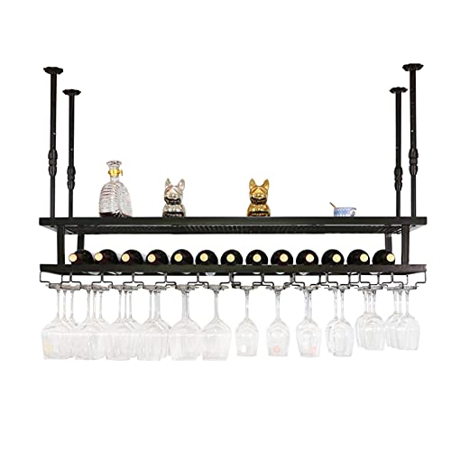 EMISOO Wine Rack Wall Mounted - Upside Down Wine Rack, Simple Style Metal Hanging Wine Glass Rack, Ceiling Decoration Rack, Suitable for Bars, Re