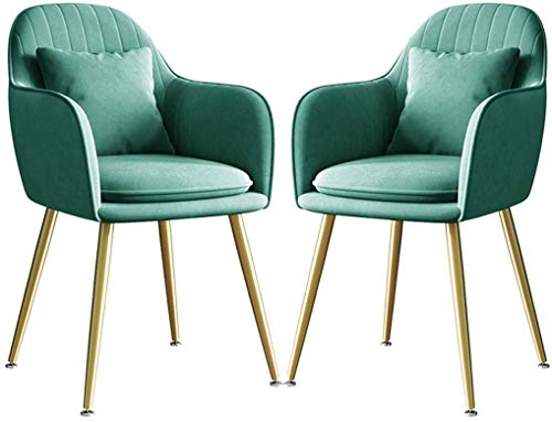 Modern Kitchen Dining Room Chairs Set Of 2 Velvet Dining Chair Kitchen Counter Lounge Living Room Corner Chair Metal Legs with Armrests & Backres