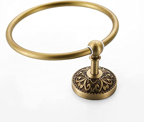 RAKUTE European Style Towel Ring, All Copper Round Towel Rack, Antique Towel Hanging Ring, Bathroom Towel Holder Bathroom Ring
