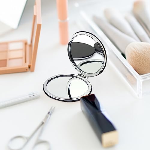 Compact Vanity for Men, Women and Girls, 1 PCS Compact Mirror, Makeup Mirror, Black Elegant Travel Cosmetic Mirrors Double-Sided Mirrors for Wome