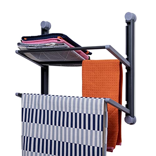 KNIGHT Over the Door Towel Rack, Space Saving Hanging for Any Door Types in the Bathroom. Fold up non-slip metal bars. 4 Tier household organiser