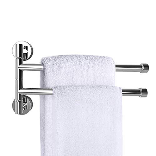 PHOEWON Swivel Towel Rail Chrome Stainless Steel Bath Rack Wall Mounted Towel Rack Holder with 4 Swivel Bars, Swing Towel Holder for Kitchen, Bat