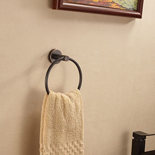 BigBig Home Bronze Towel Holder, Bathroom Towel Ring Oil Rubbed, Bath Hand Towel Rack Hanger Wall Mounted Rustic Farmhouse