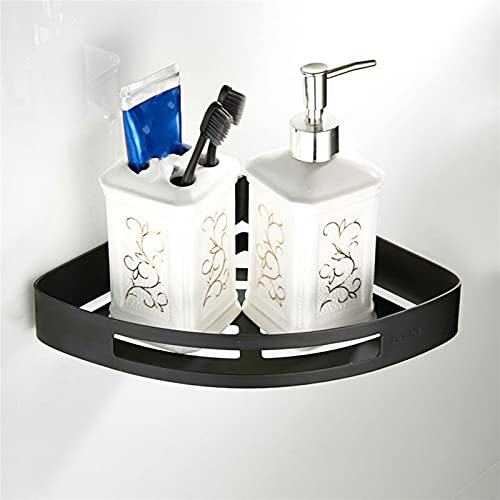FVRTFT Bathroom Shelf Bathroom Shelves, Wall-Mounted Bathroom Corner Rack Black Single-Layer Fan-Shaped Toilet Storage Triangle Basket