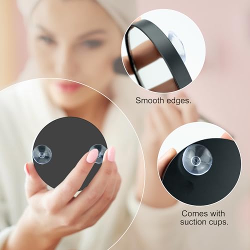Leikedun 30X Magnifying Mirror, 3.5 inches Magnifying Mirror with Suction Cup and 2Pcs Tweezers, Stick on Shower Mirror Travel Pocket Magnifying