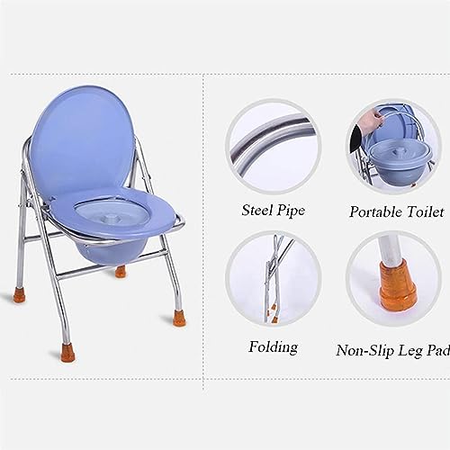 CNAOHGHN Toilet Chair, for Elderly, Folding Toilet Chair, Bathroom Stool for Pregnancy, Toilet Seat with Non-Slip Bed for Elderly with Bucket/Lid