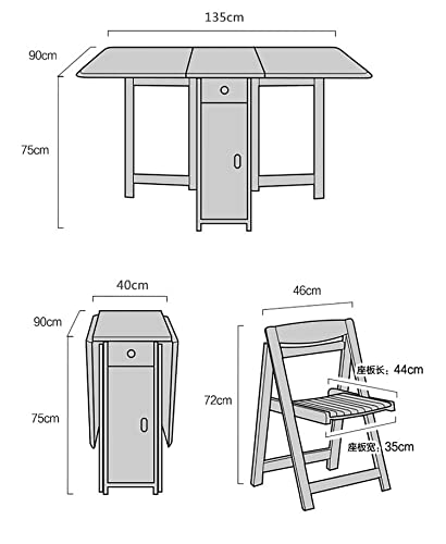 DISHENGZHEN Folding Dining Table Space Saving Dinner Table Set Extendable Dining Kitchen Table, Folding Dining Table, Folding Switch Lock, Round