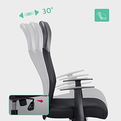 T-THREE.Ergonomic Mesh Office Chair, Height Adjustable Computer Desk Chair,Breathable Padded Seat, Headrest and Lumbar Support for home Work and