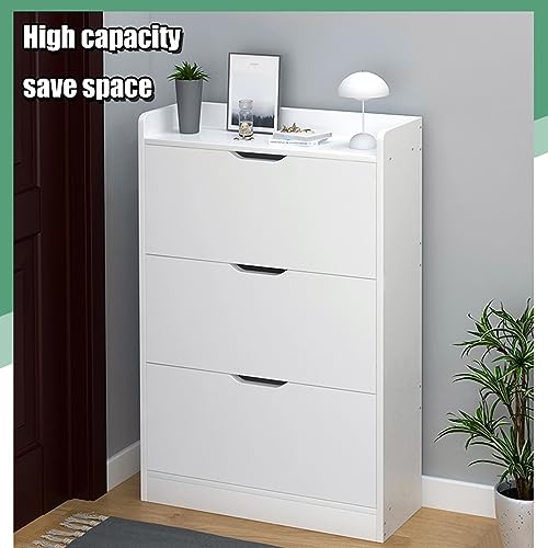 Shoe Cabinet for Entryway, Shoe Storage Cabinet with 3 Flip Drawers, Slim Hidden Entryway Cabinet Shoe Rack Organizer,for Hallway, Living Room,Ho