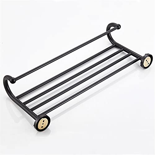 HIGOH Towel Racks,Bathroom Towel Rack Wall Mounted Towel Holder,Copper Towel Rack with Single Towel Bar Wall Mount Shelf,Towel Rail,Bronze Brushe