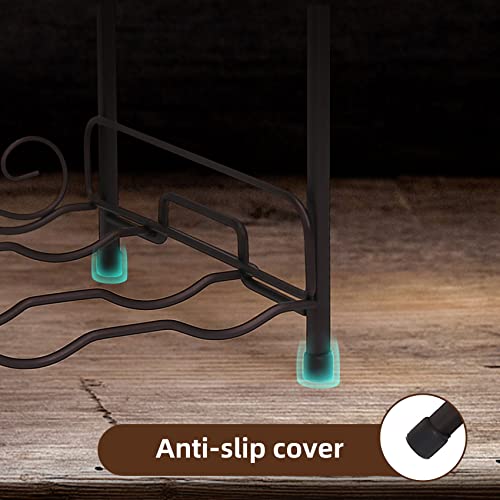 OBloved Metal 2 Tier Countertop Wine Rack with Storage Basket, Wine Cabinet Counter Wine Rack Holder and Storage Wine Rack Stackable-Hold 8 Bottl