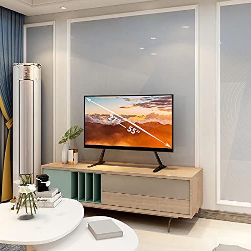 Hemudu Universal Table Top TV Stand Base VESA Pedestal Mount TV Legs for 27 inch to 55 inch LCD LED Plasma Flat Screen TVs with Cable Management