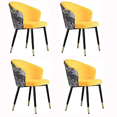 Dining Chair Set Of 4 Living Room Chair with Metal Legs Velvet Seat and Backrests Modern Household Makeup Chair Bedroom Dressing Chair (Color : F